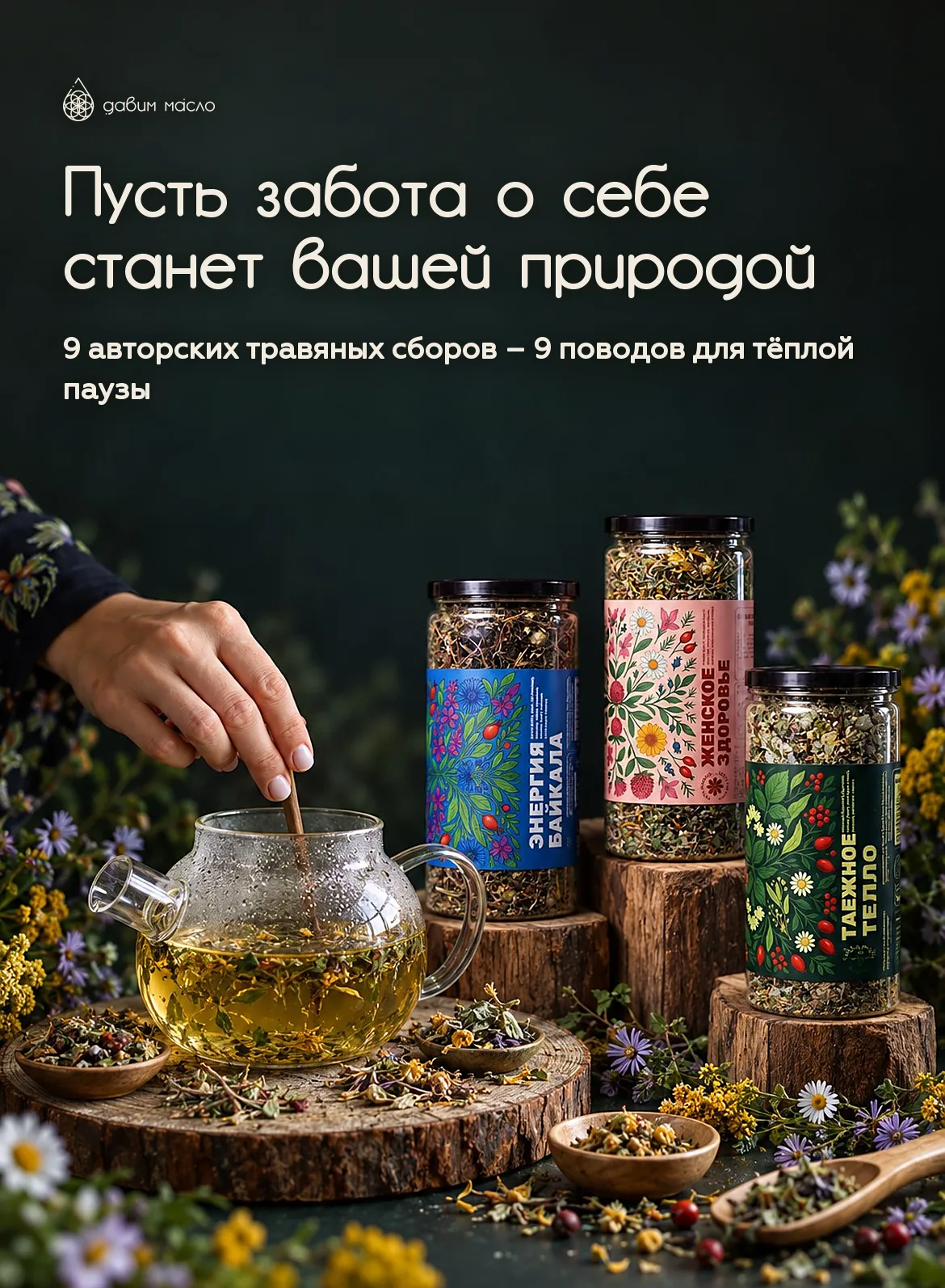 Авторские травяные сборы: 9 сборов – 9 поводов для тёплой паузы. Выбрать свой чай