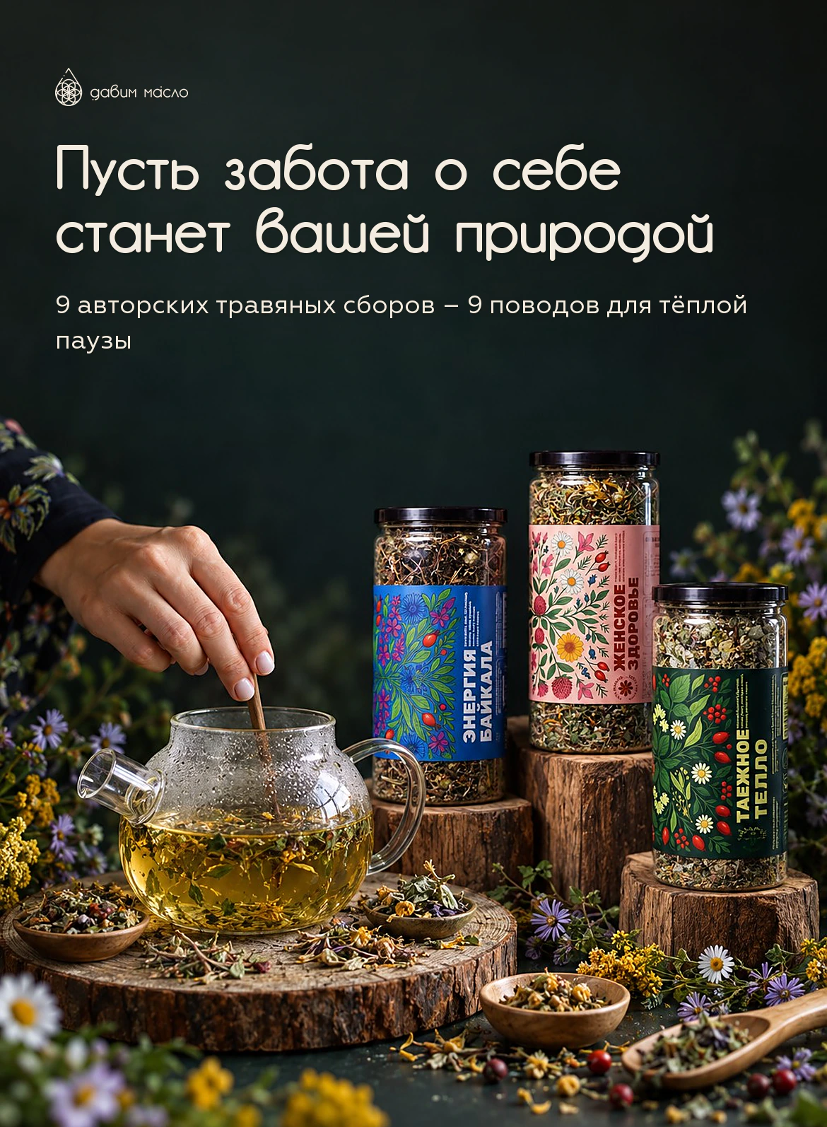 Авторские травяные сборы: 9 сборов – 9 поводов для тёплой паузы. Выбрать свой чай